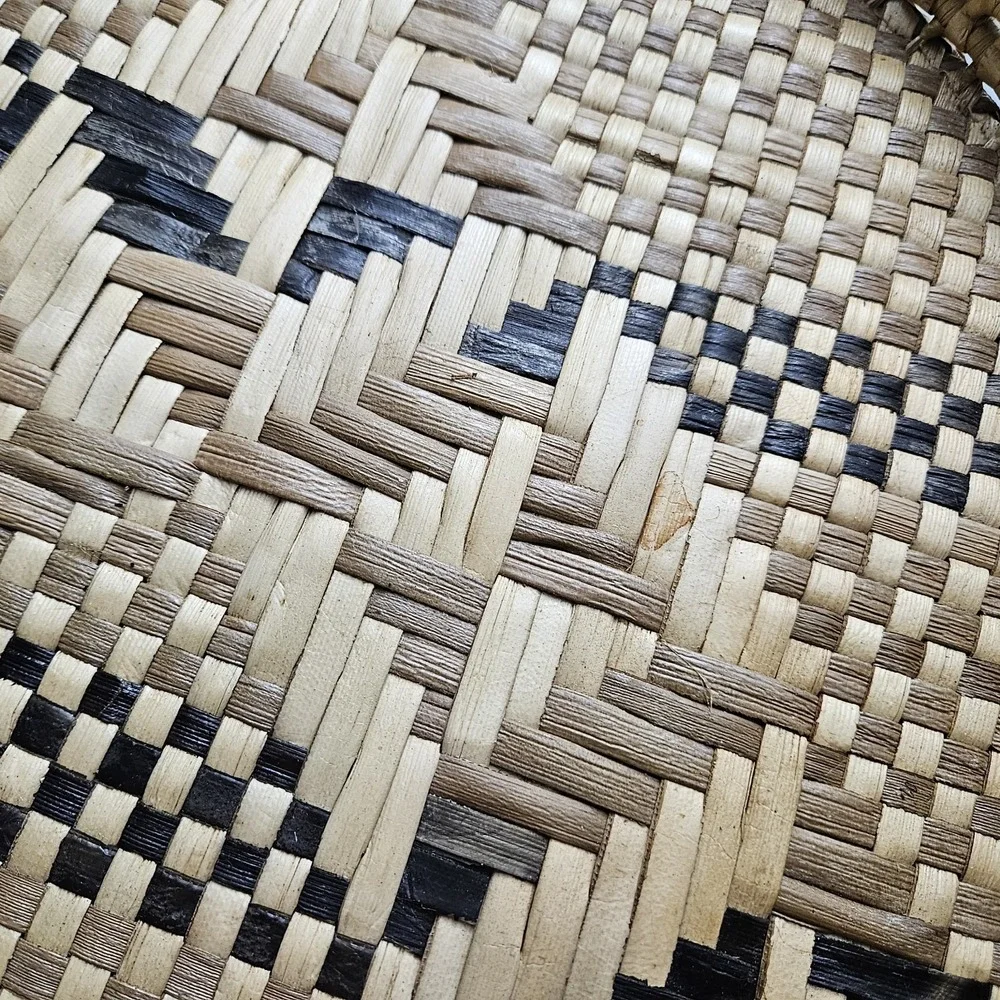 Vintage Baniwa Basket Serving Tray w/ Handles Geometric MCM Zimbabwe African